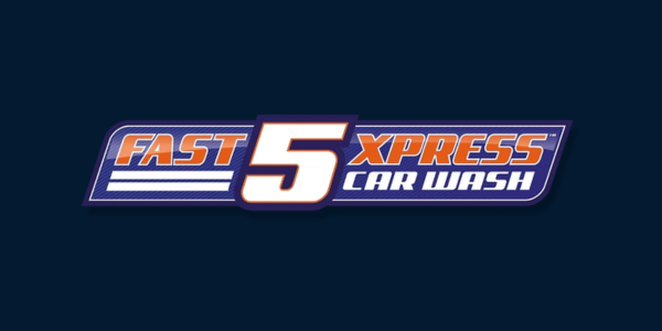 Fast 5 Express Car Wash logo on a dark blue background