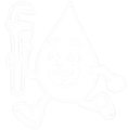 Cartoon teardrop character holding a microphone and a heart-shaped lollipop, smiling.
