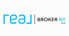 Real Broker NY LLC logo in blue and black text on a white background