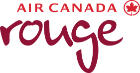 Air Canada Rouge logo: red text with a maple leaf symbol.