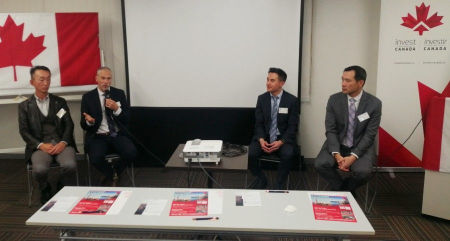 A panel of presenters at a Canadian business seminar in Nagoya, Japan.