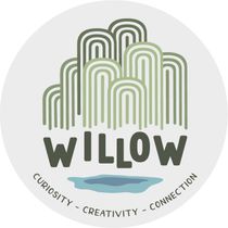 Een logo voor wilgennieuwsgierigheid, creativiteit, verbinding