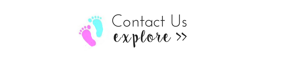 Contact Us with “explore >>” text and a pink footprint logo on a white background