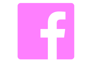 White lowercase “f” on a pink square background, resembling the Facebook logo