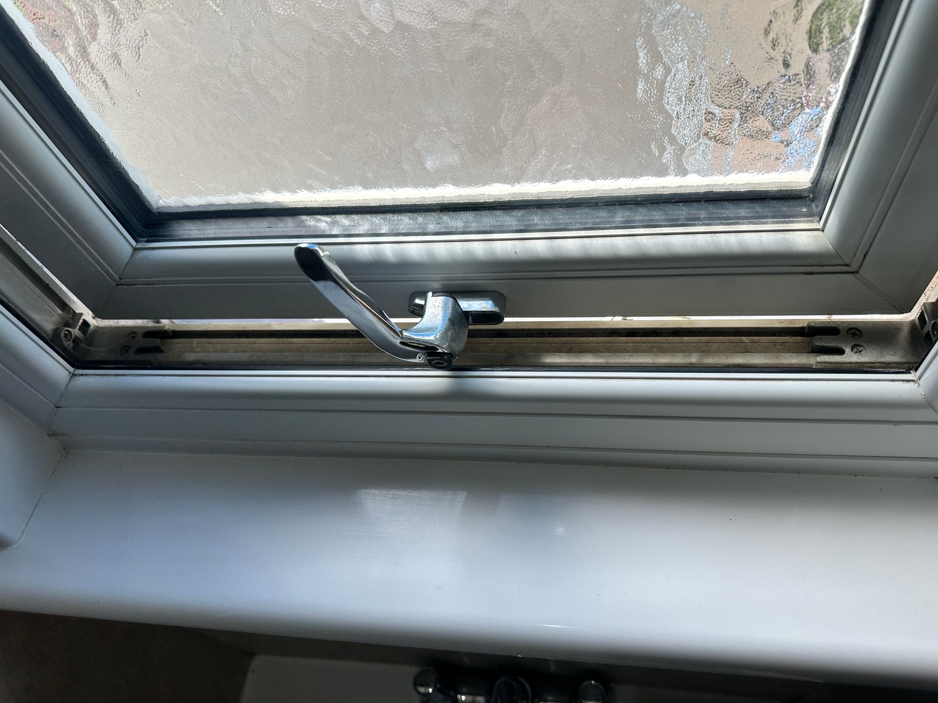 Window crevice cleaning - before