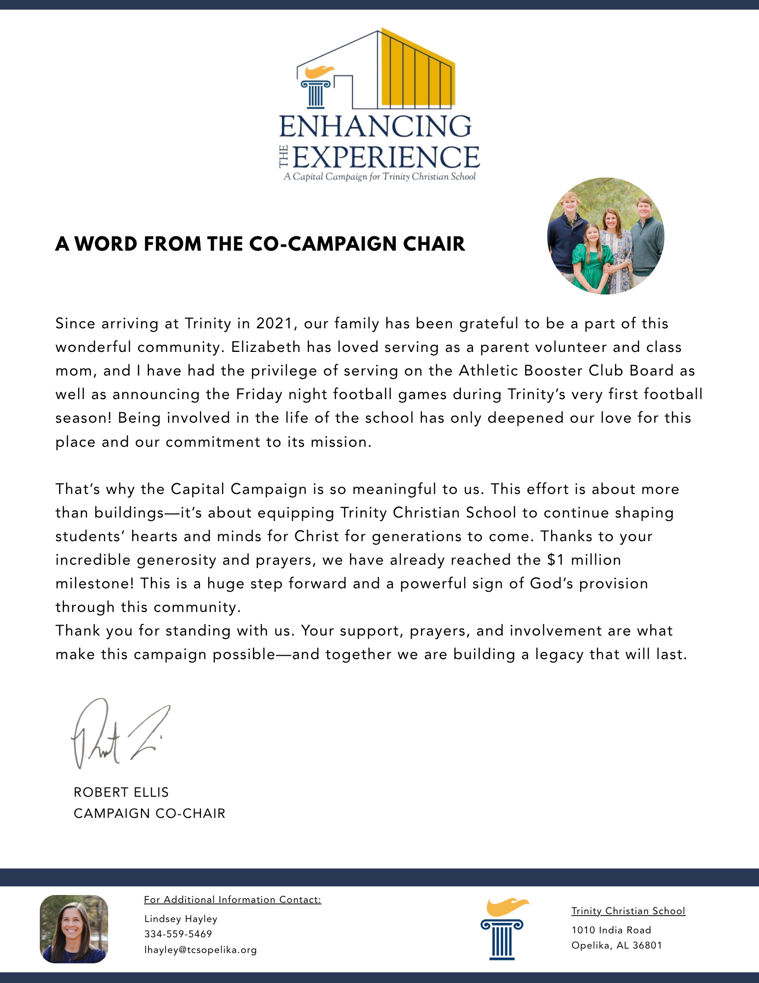 Thank you for your continued support message on a branded letter with logo, globe graphic, and signature at bottom