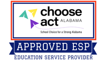 Choose Act Alabama Approved ESP Education Service Provider logo with multicolor triangles on a white background