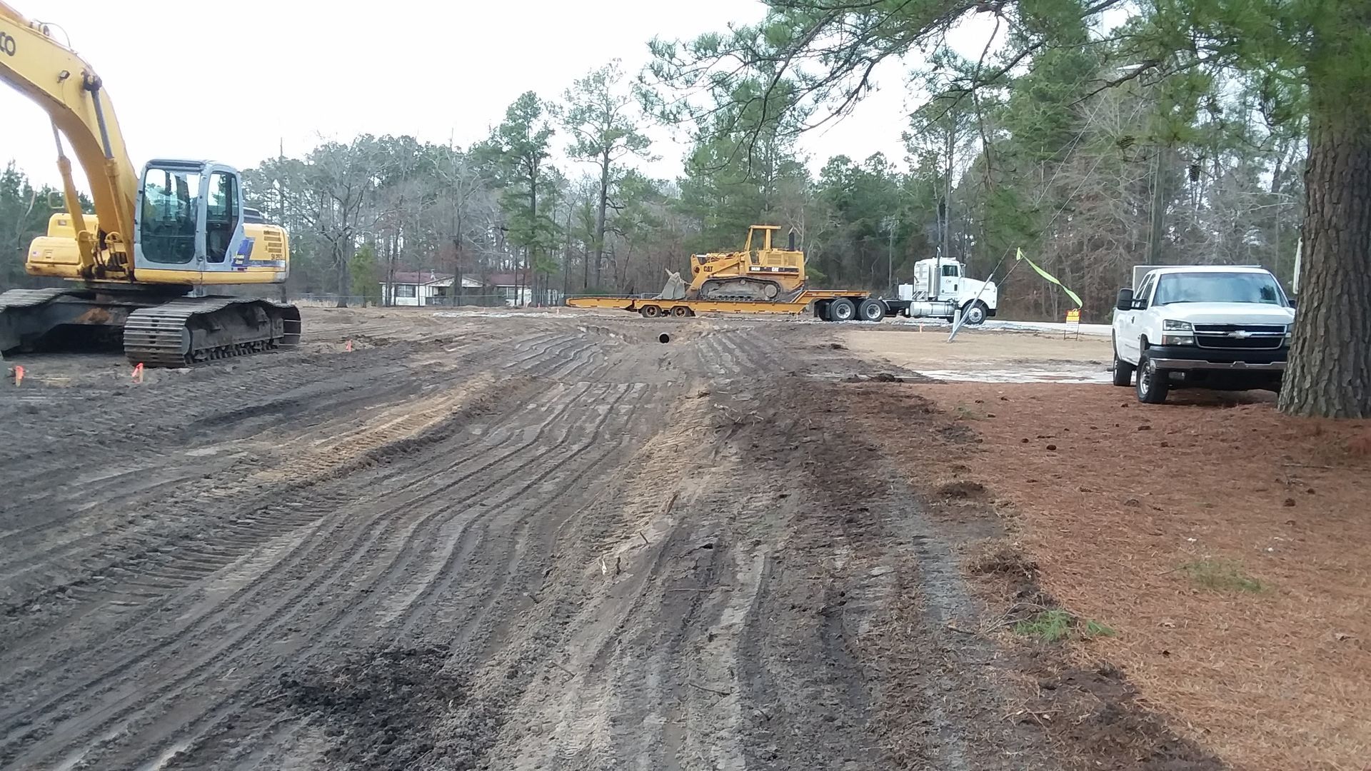 A Bulldozer On A Flatbed Truck