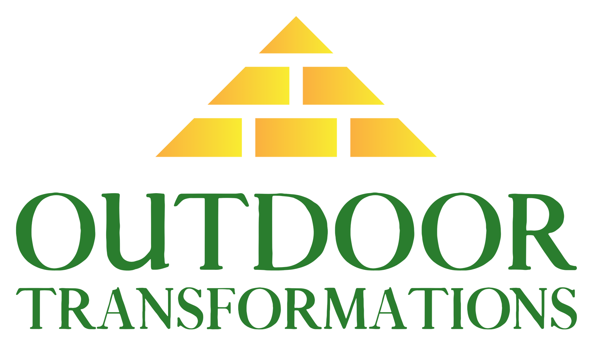 The outdoor transformations logo is black and white and looks like a brick wall.