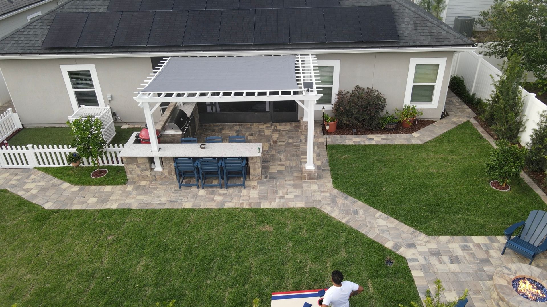 Outdoor Transformations installed artificial grass in Nocatee, FL, for a natural look with no mowing required.