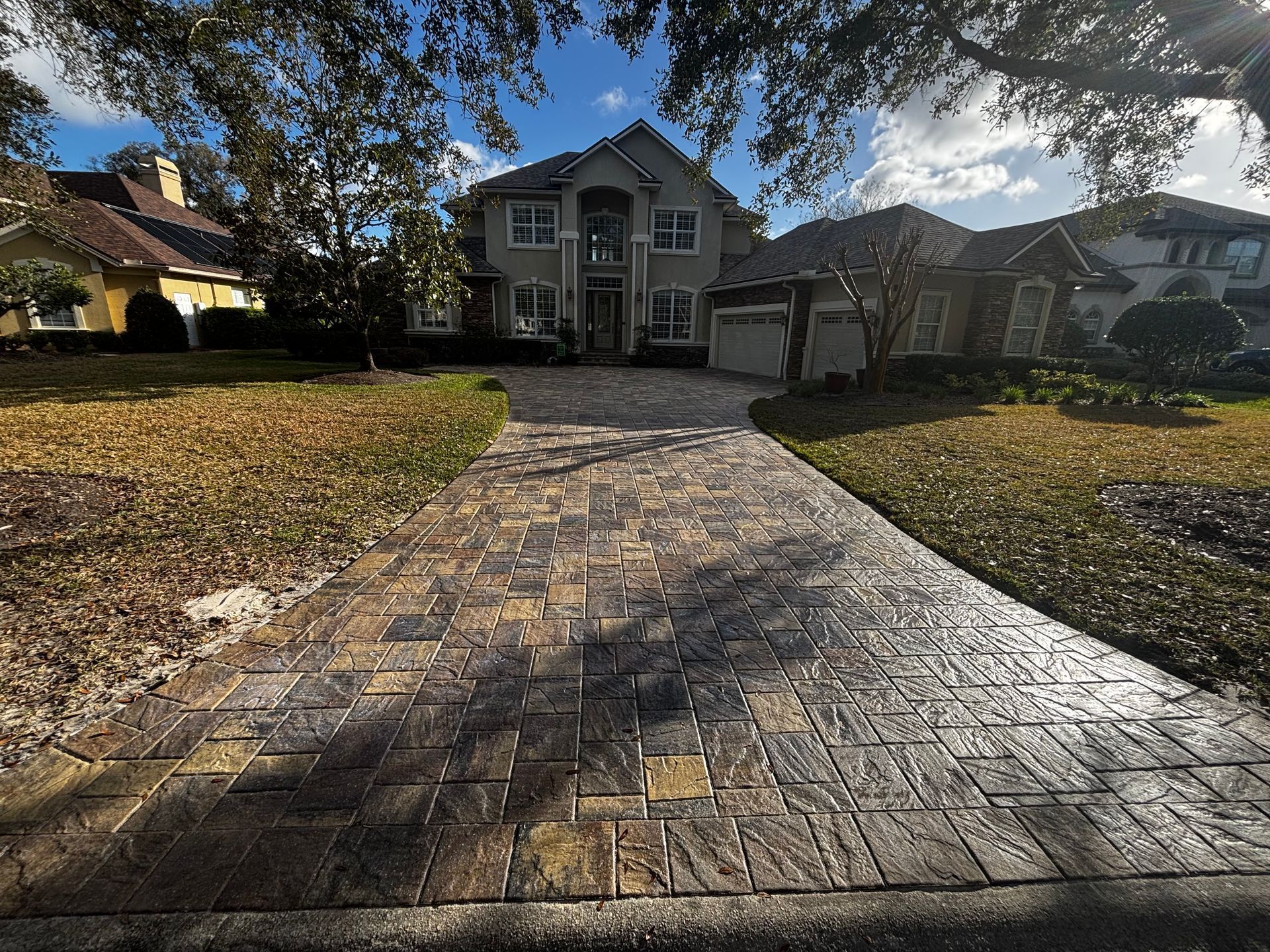 Outdoor Transformations installed pool deck pavers in Ponte Vedra Beach, FL, for a stylish and slip-resistant surface.
