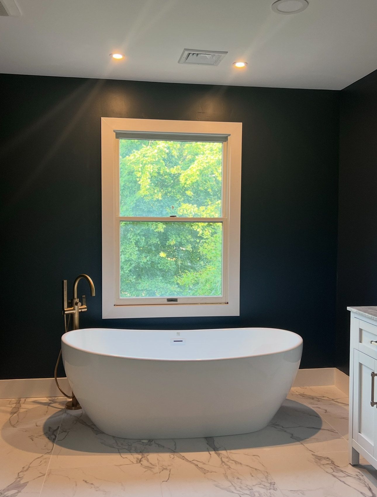 Master bathroom remodel Bucks County PA freestanding tub