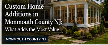 Luxury spa bathroom with freestanding tub and vanity, labeled “Luxury Spa Bathroom Trends for Bergen County NJ Homes”