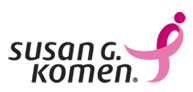 Susan G. Komen logo with black text and a pink ribbon figure