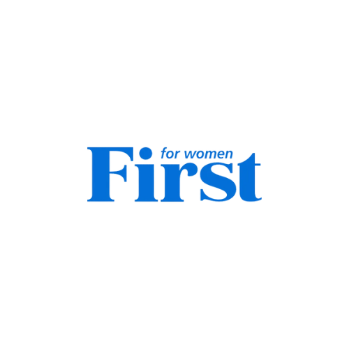 Blue “First for women” logo on a white background