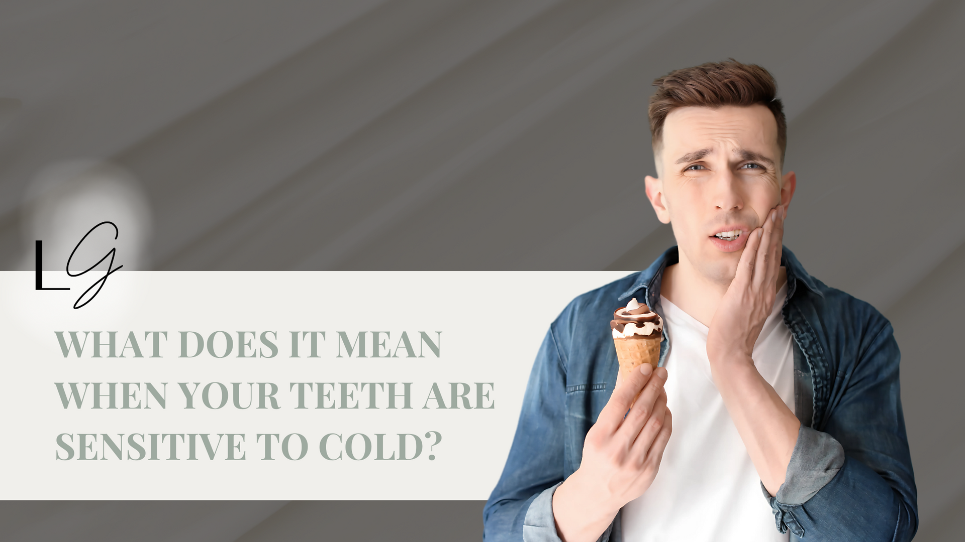 A man is holding an ice cream cone and covering his mouth with his hand.