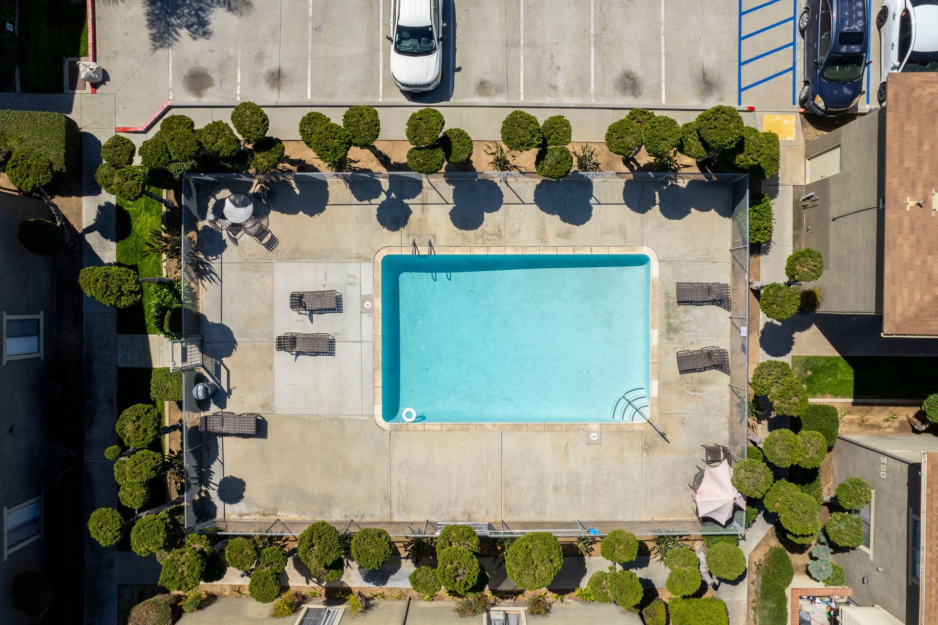 Country Apartments Pool aerial view 
