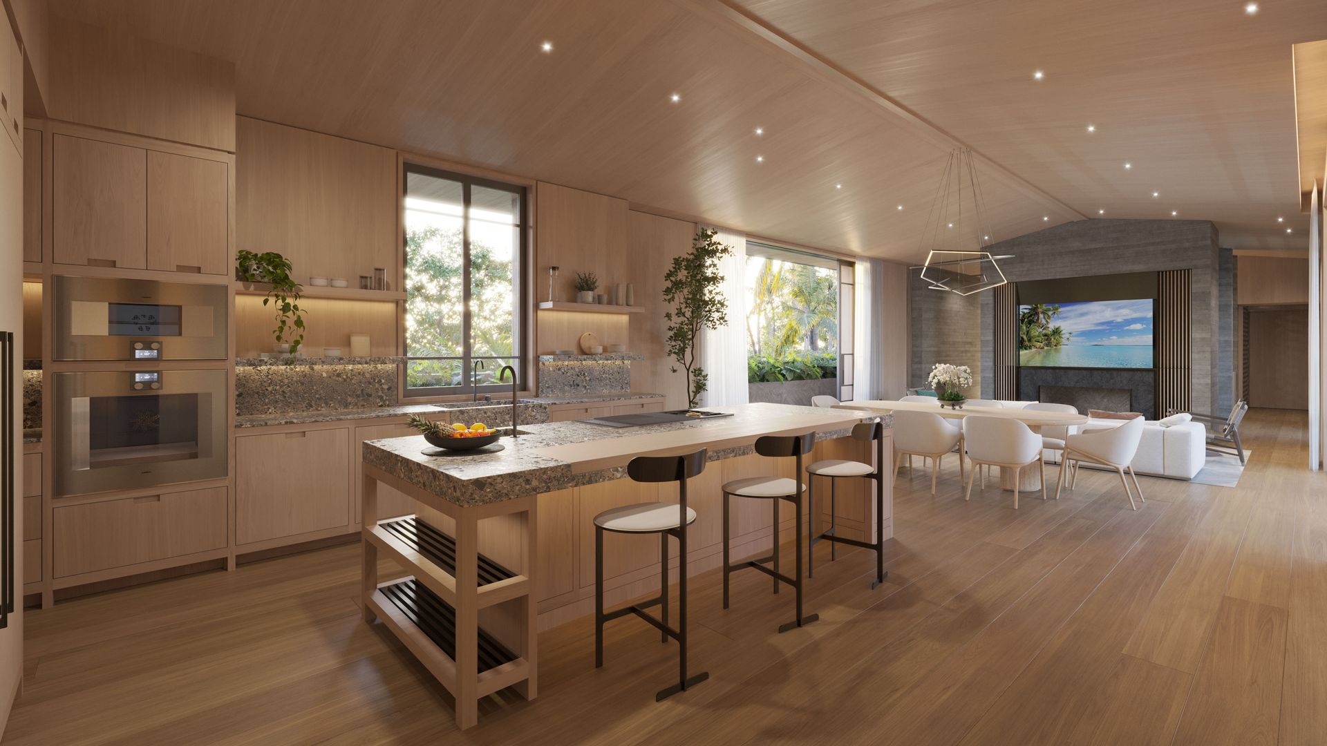 image of interior of modern house kitchen with island