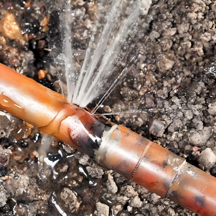 A Copper Pipe is Leaking Water on the Ground — Dowds Pipe and Cable Locating in Farmborough Heights, NSW