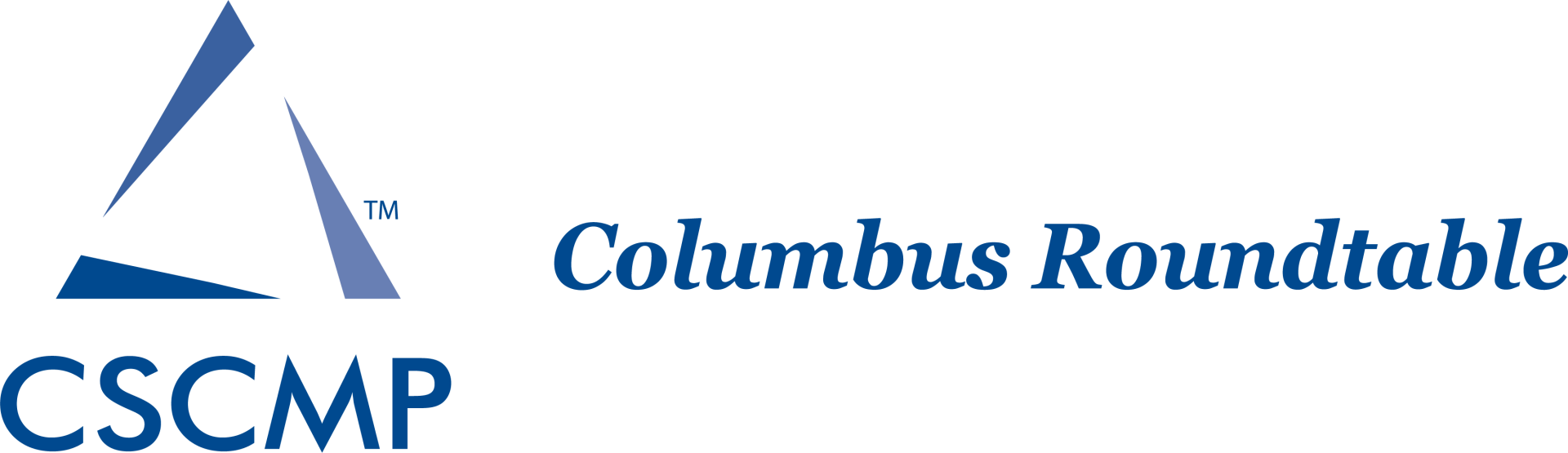 The columbus roundtable logo is blue and white
