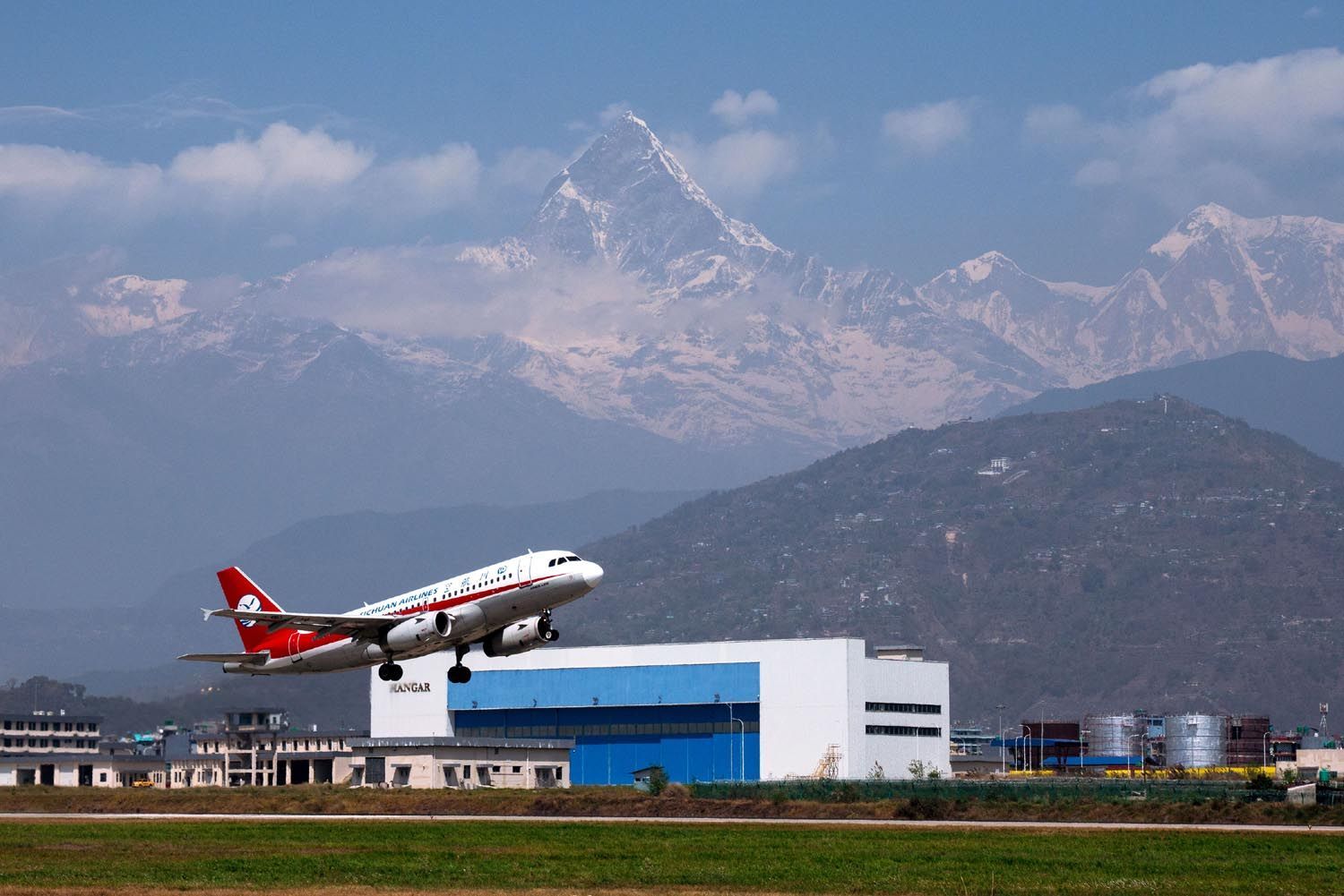 A Sichuan Airlines flight takes off from Pokhara International Airport on Tuesday. RSS