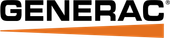 The Generac logo with black text and an orange horizontal line that tapers to a point.
