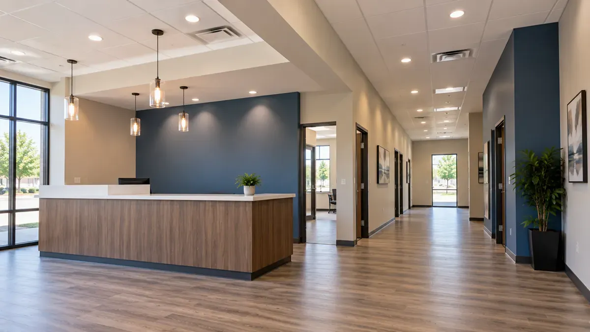 Freshly painted commercial office lobby in Delano, CA.