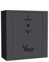 Gray Browning Hell's Canyon gun safe with the Browning logo and a deer antler graphic on the front.