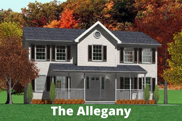 A white house with a large porch is called the allegany