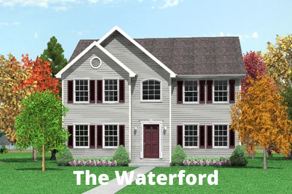 A rendering of a house called the waterford