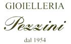 Logo per Gioielleria Pezzini, testo in caratteri serif e corsivi verdi con la scritta “dal 1954” su sfondo bianco.