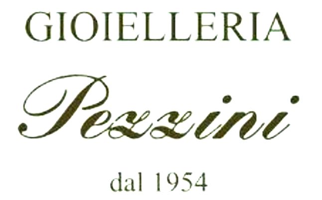 Logo per Gioielleria Pezzini, testo in caratteri serif e corsivi verdi con la scritta “dal 1954” su sfondo bianco.