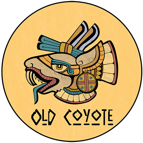Illustration of a stylized serpent head with Aztec-inspired design.
