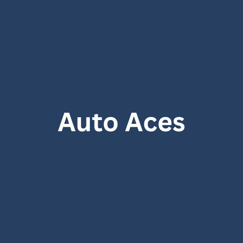 White “Auto Aces” text centered on a dark blue background.