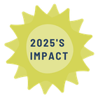 A yellow sun with the words `` 2025 's impact '' written inside of it.