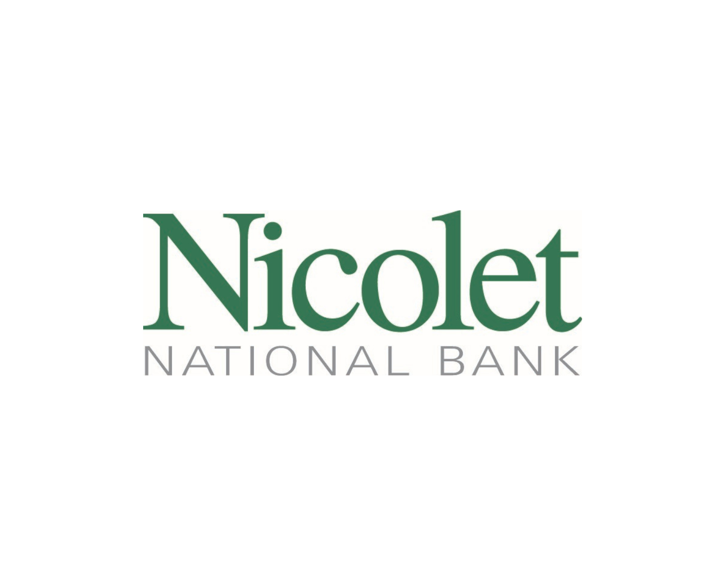 Nicolet National Bank logo in green and gray text on a white background