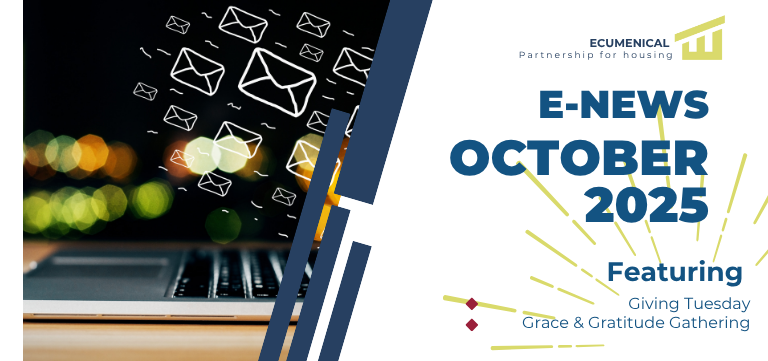 E-News for October 2025 with laptop, email icons, and text 