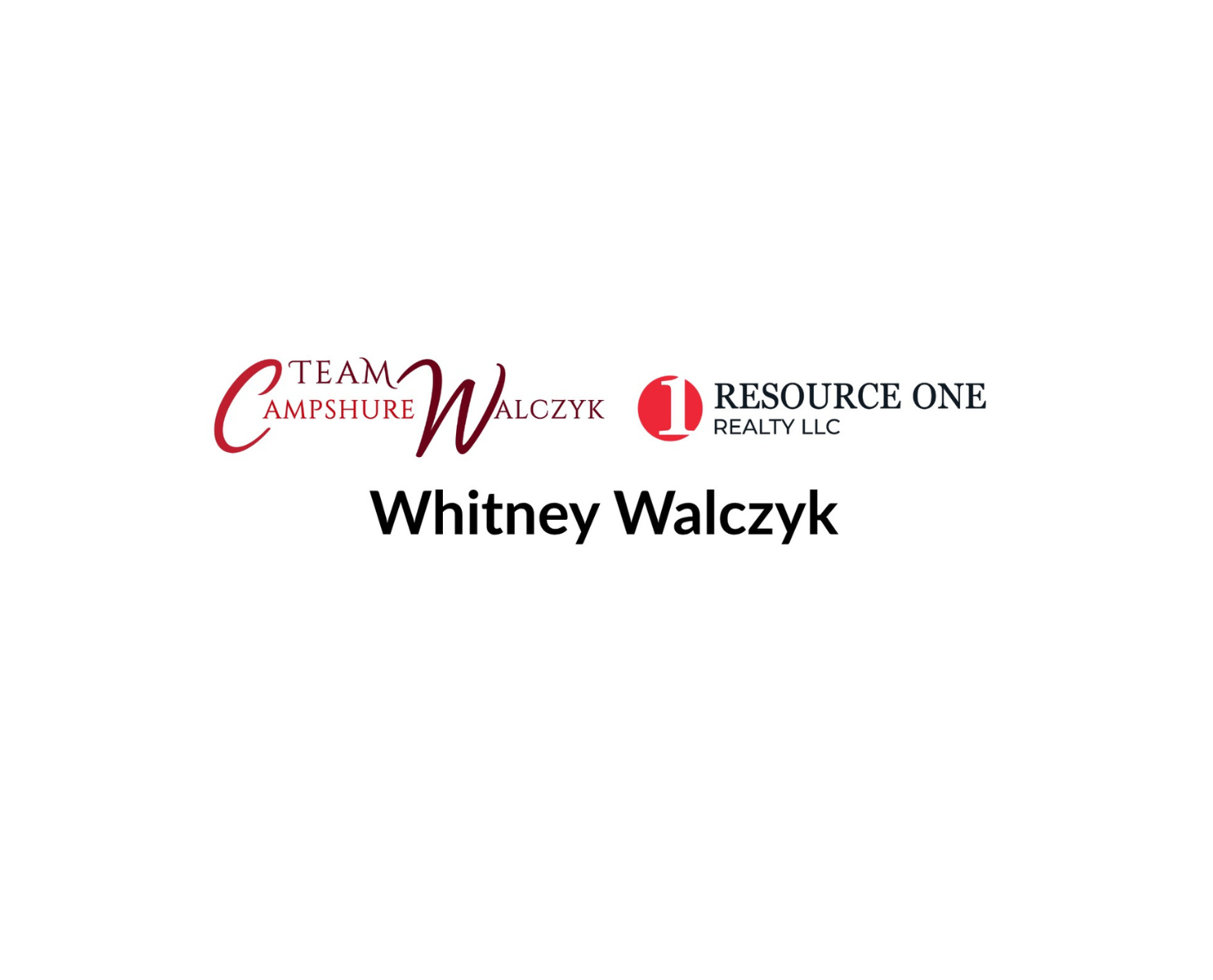 Team Walshinsky and Resource One Realty logo with the name Whitney Walczyk centered below