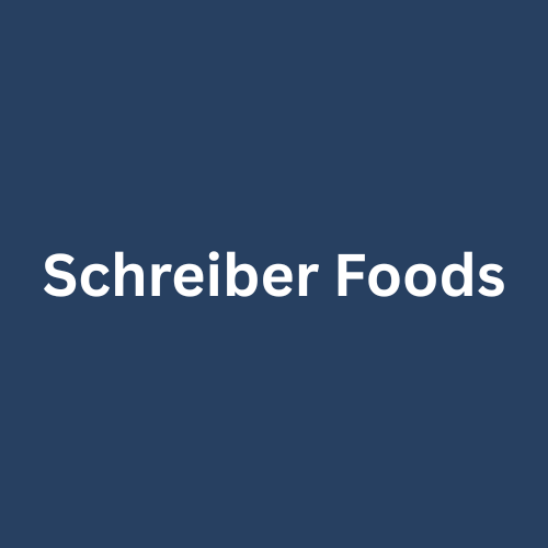 Schreiber Foods logo in white text on a dark blue background