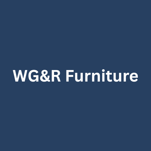 WG&R Furniture logo in white text on a dark blue background
