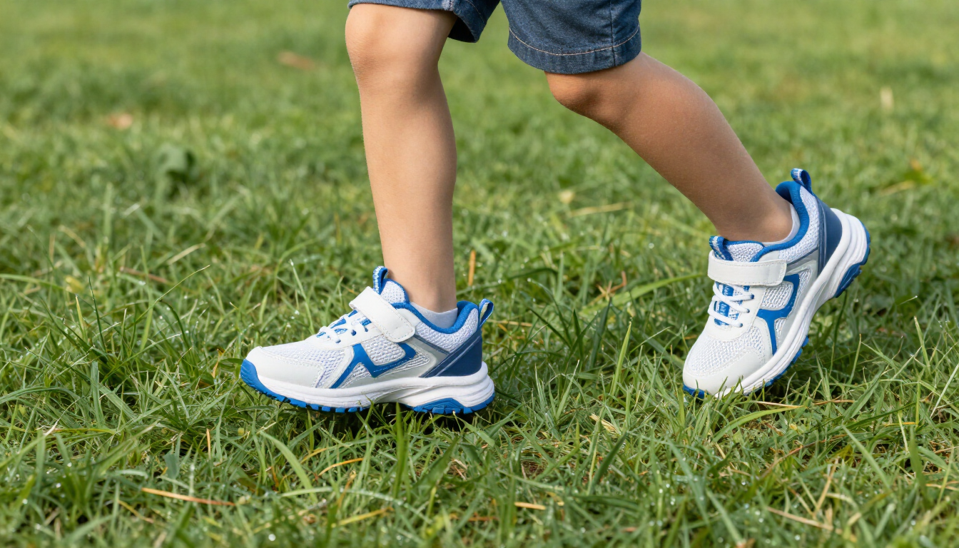 Child running focus on feet
