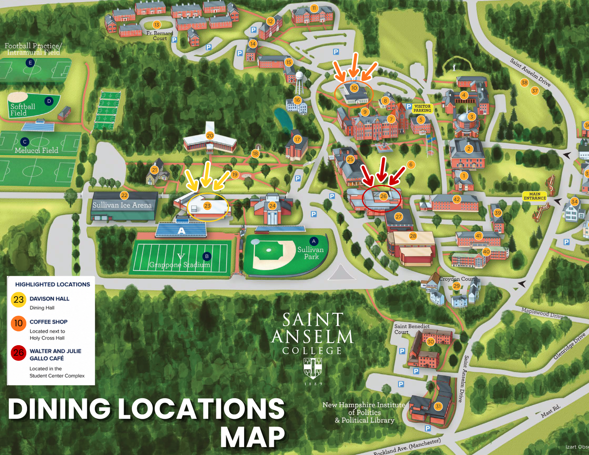 Saint Anselm Dining Map