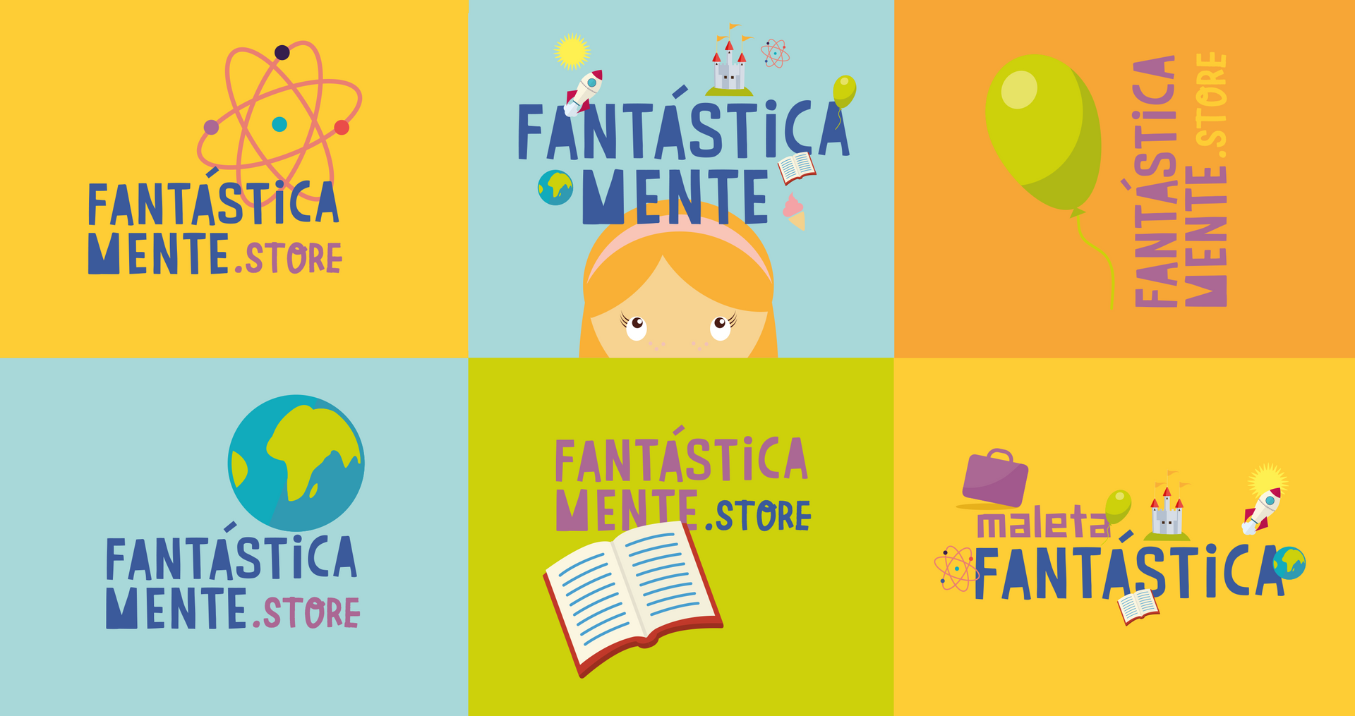 A set of logos for fantastica mente store