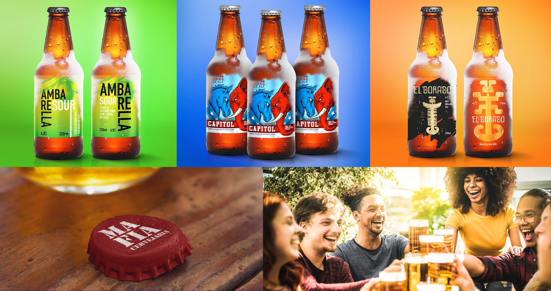 Um grupo de pessoas está sentado a uma mesa bebendo cerveja.
