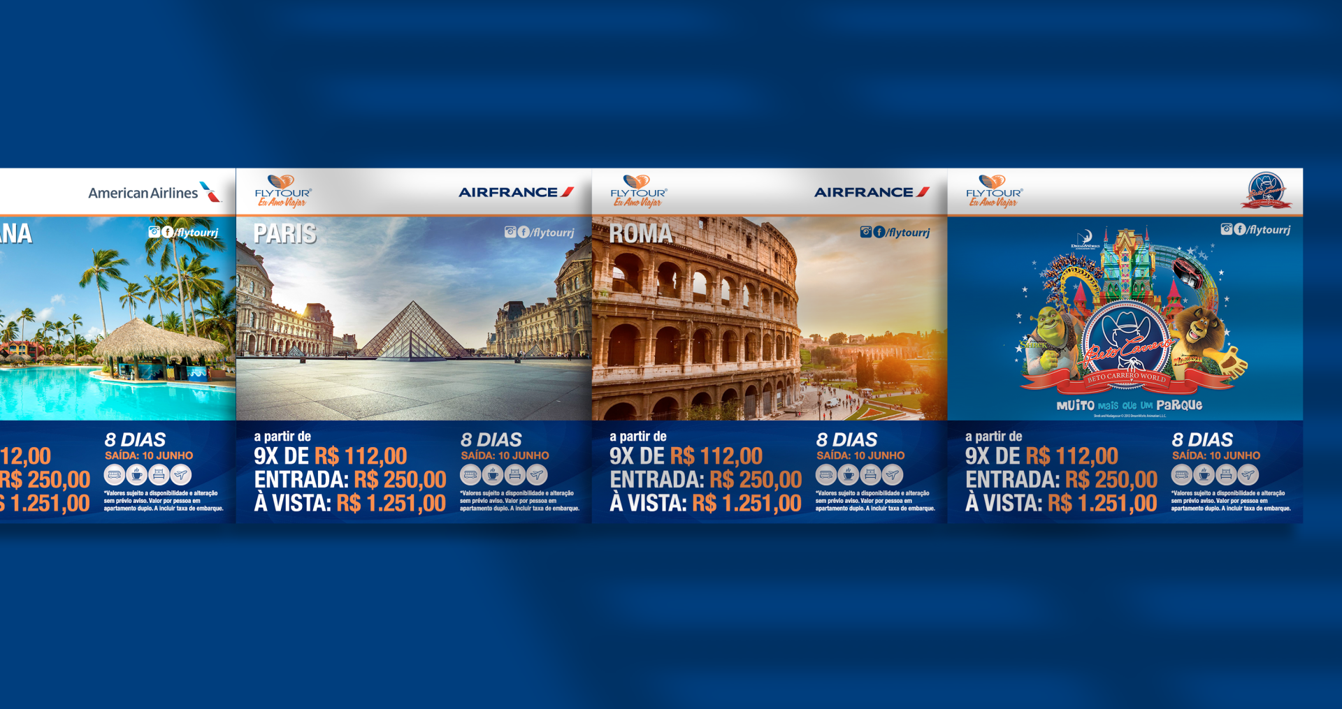 Uma série de anúncios da airfrance mostra vários lugares ao redor do mundo