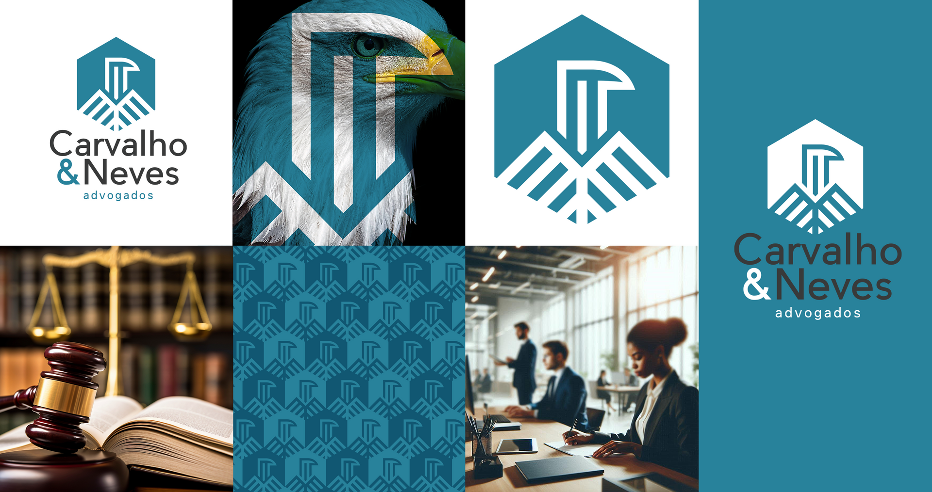 Carvalho & Neves Uma colagem de logotipos para um escritório de advocacia chamado carvalho & neves