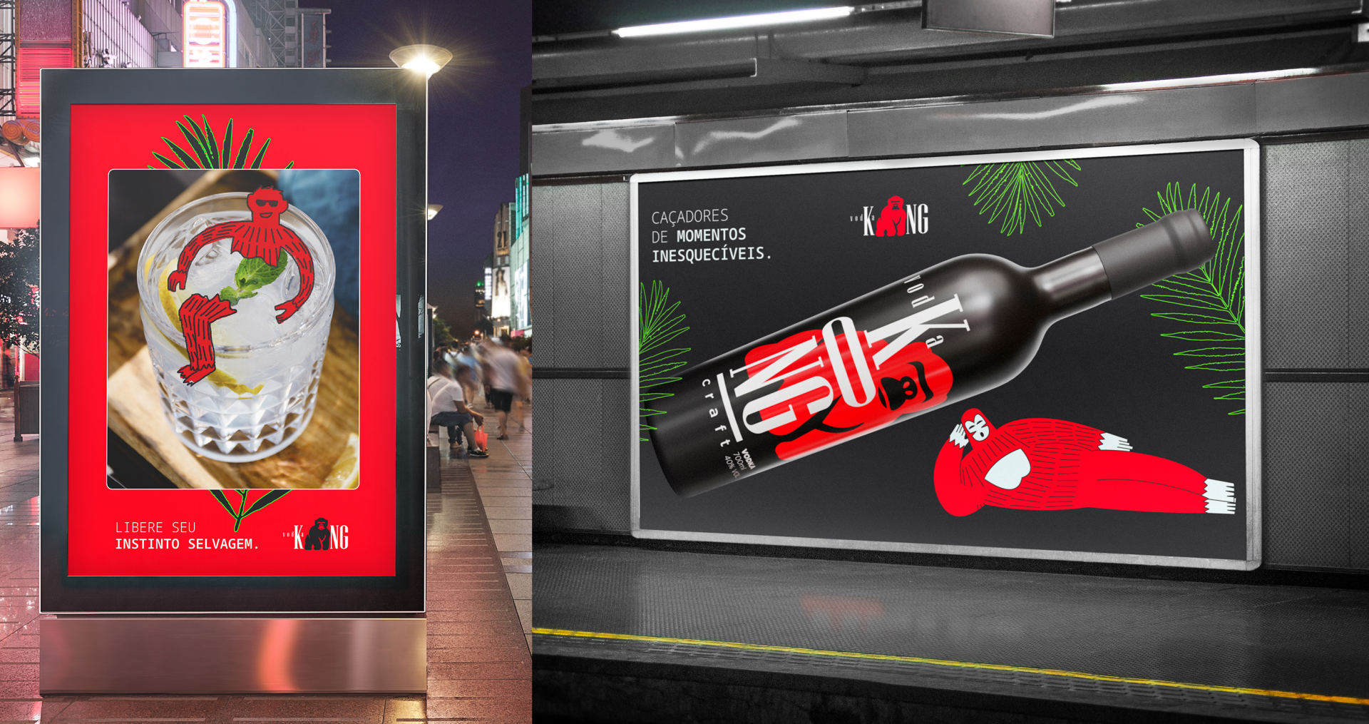 KONG Vodka Um outdoor com a imagem de uma garrafa de vinho.