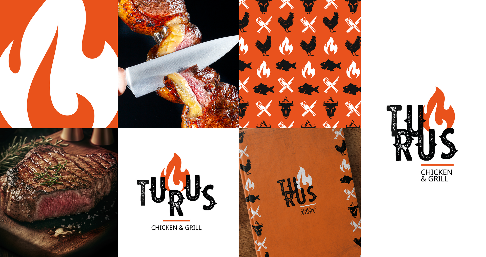 Turus Uma colagem de logotipos para um restaurante chamado turus