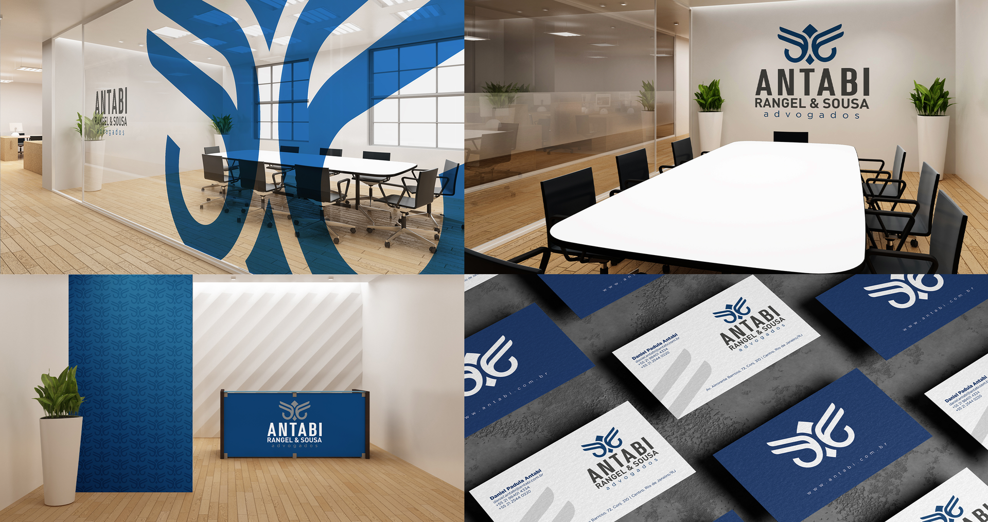 Antabi, Rangel, Sousa, & Goes A collage of images shows a conference room and a reception area