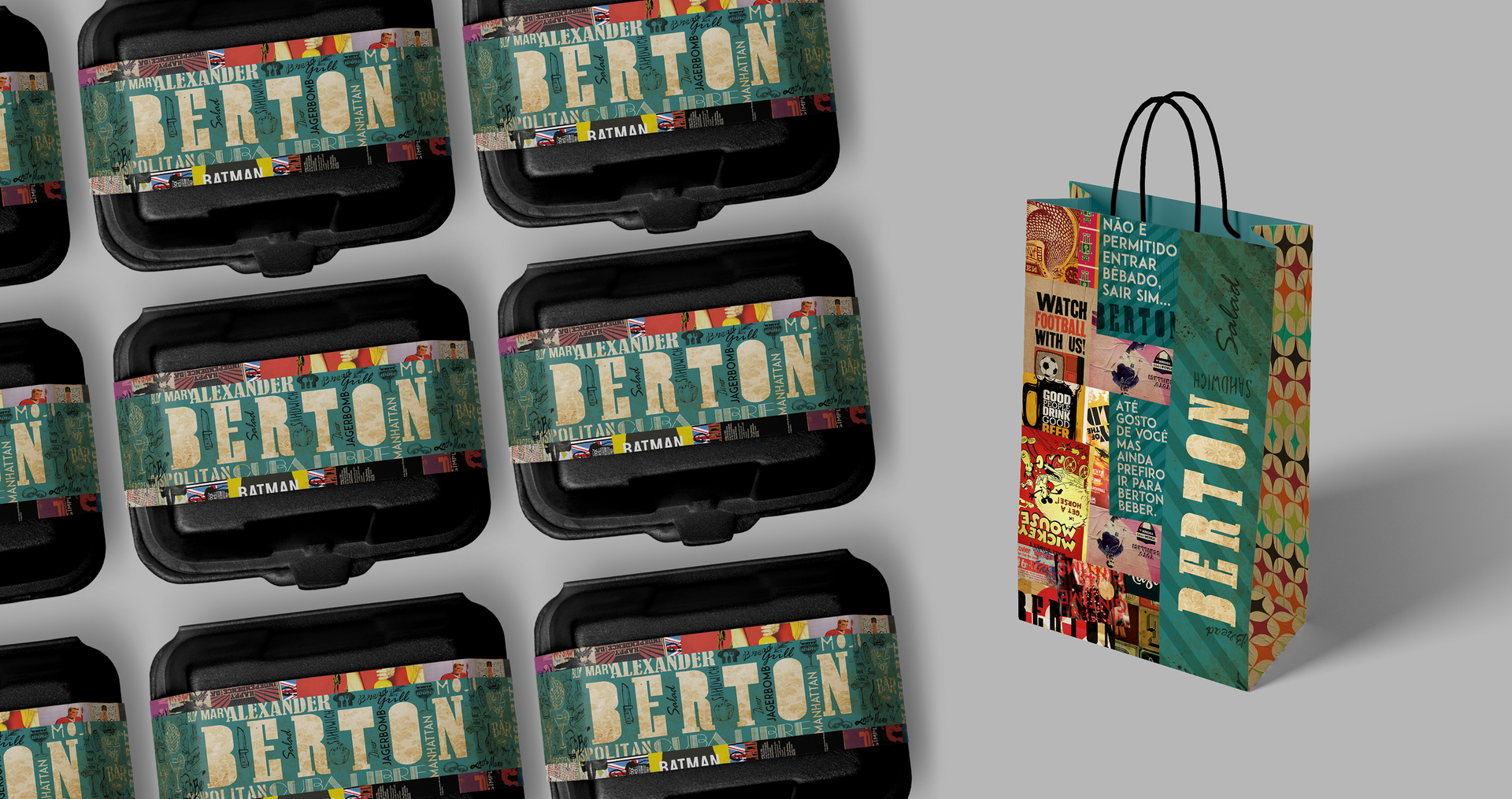 Uma sacola de compras com o nome berton nela